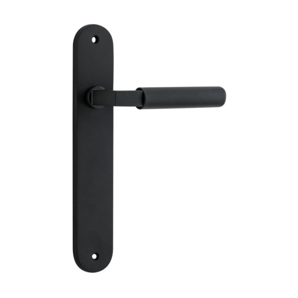 Door Lever Brunswick Oval Latch Matt Black H237xW40xP60mm in Matt Black
