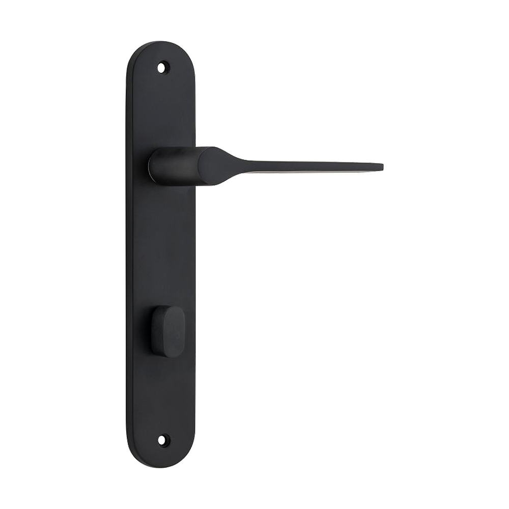 Door Lever Como Oval Privacy Matt Black CTC85mm H240xW40xP59mm in Matt Black