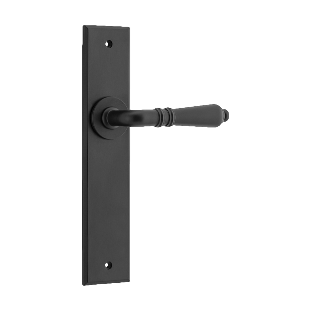 Door Lever Sarlat Chamfered Latch Matt Black H240xW50xP55mm in Matt Black