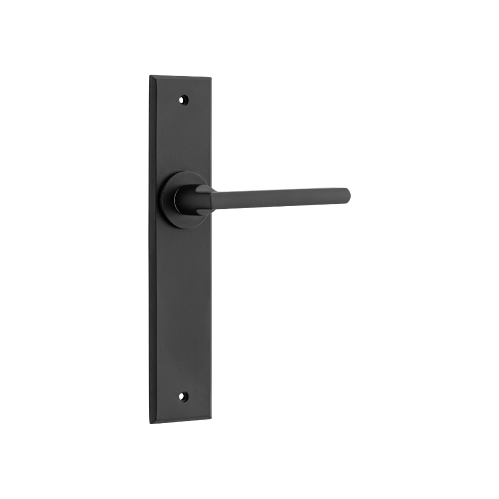 Door Lever Baltimore Chamfered Latch Matt Black H240xW50xP55mm in Matt Black