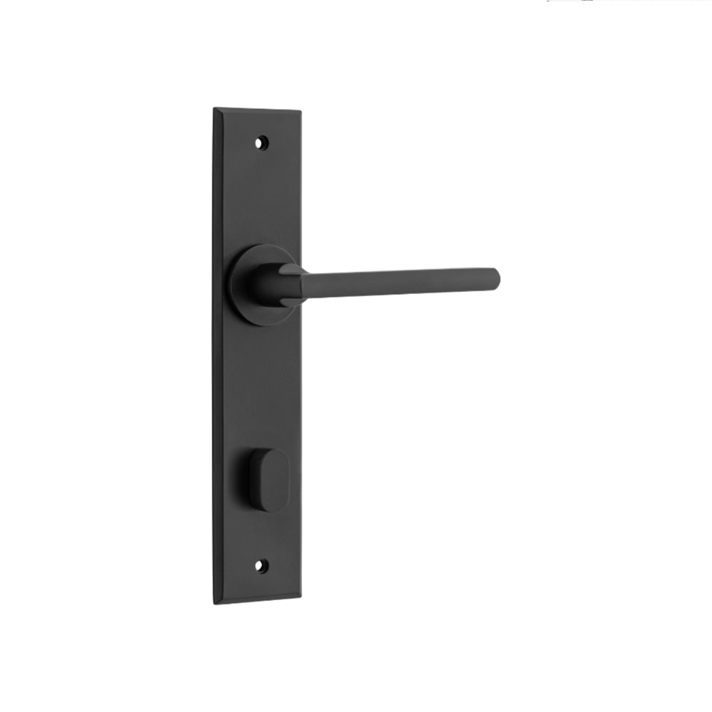 Door Lever Baltimore Chamfered Privacy Matt Black CTC85mm in Matt Black