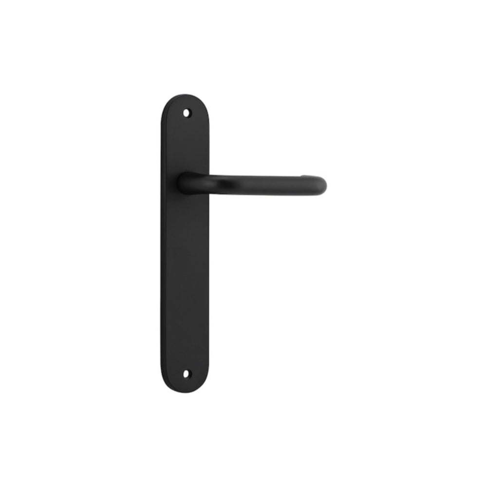 Door Lever Oslo Oval Latch Matt Black H230xW40xP57mm in Matt Black