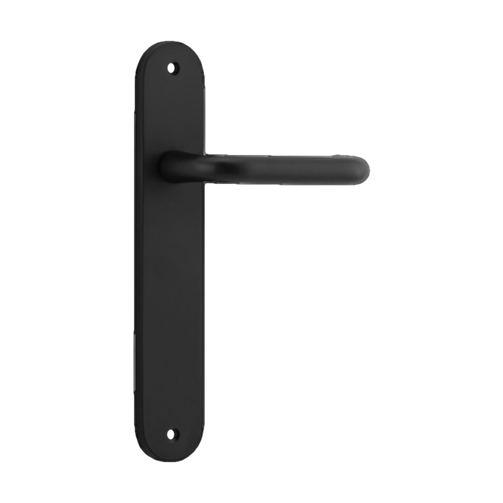 Door Lever Oslo Oval Latch Matt Black H230xW40xP57mm in Matt Black