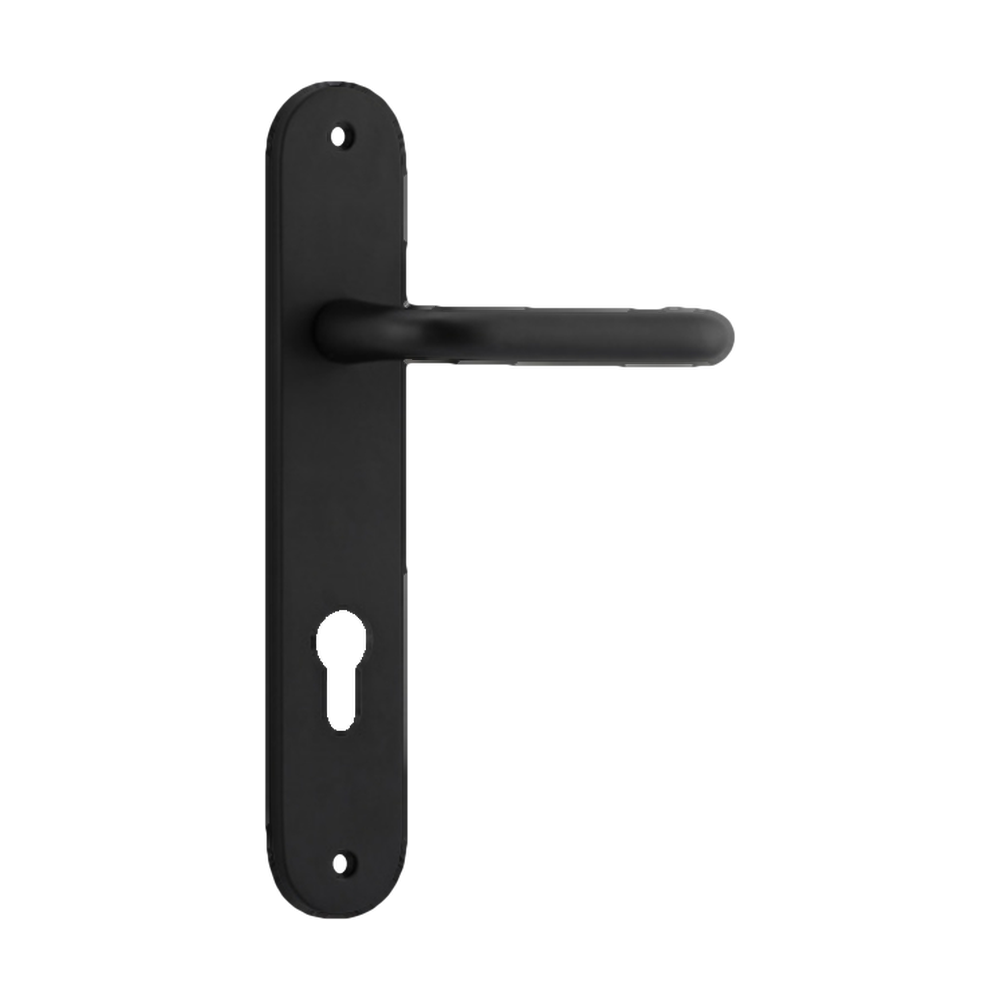 Door Lever Oslo Oval Euro Matt Black CTC85mm H230xW40xP57mm in Matt Black