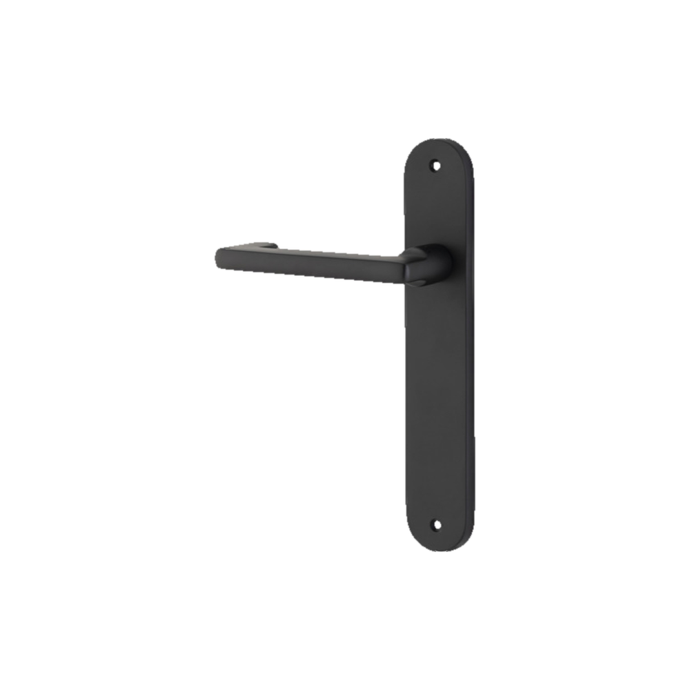 Door Lever Baltimore Return Oval Latch Left Hand Fixed Matt Black L128xP54mm BPH240xW40mm in Matt Black