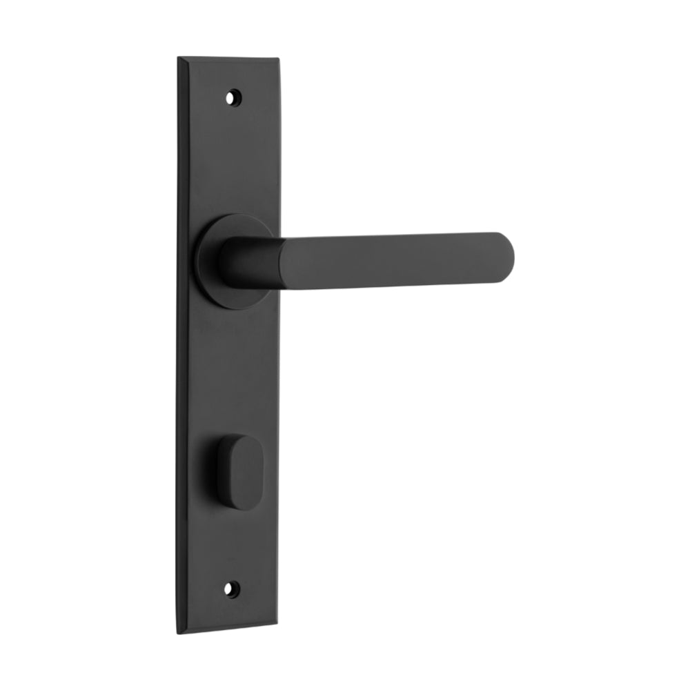 Door Lever Osaka Chamfered Privacy Pair Matt Black CTC85mm H240xW50xP55mm in Matt Black