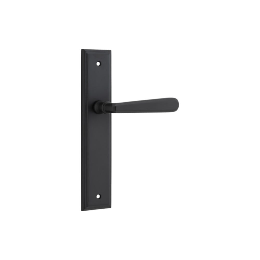 Door Lever Copenhagen Stepped Latch Pair Matt Black H237xW50xP61mm in Matt Black
