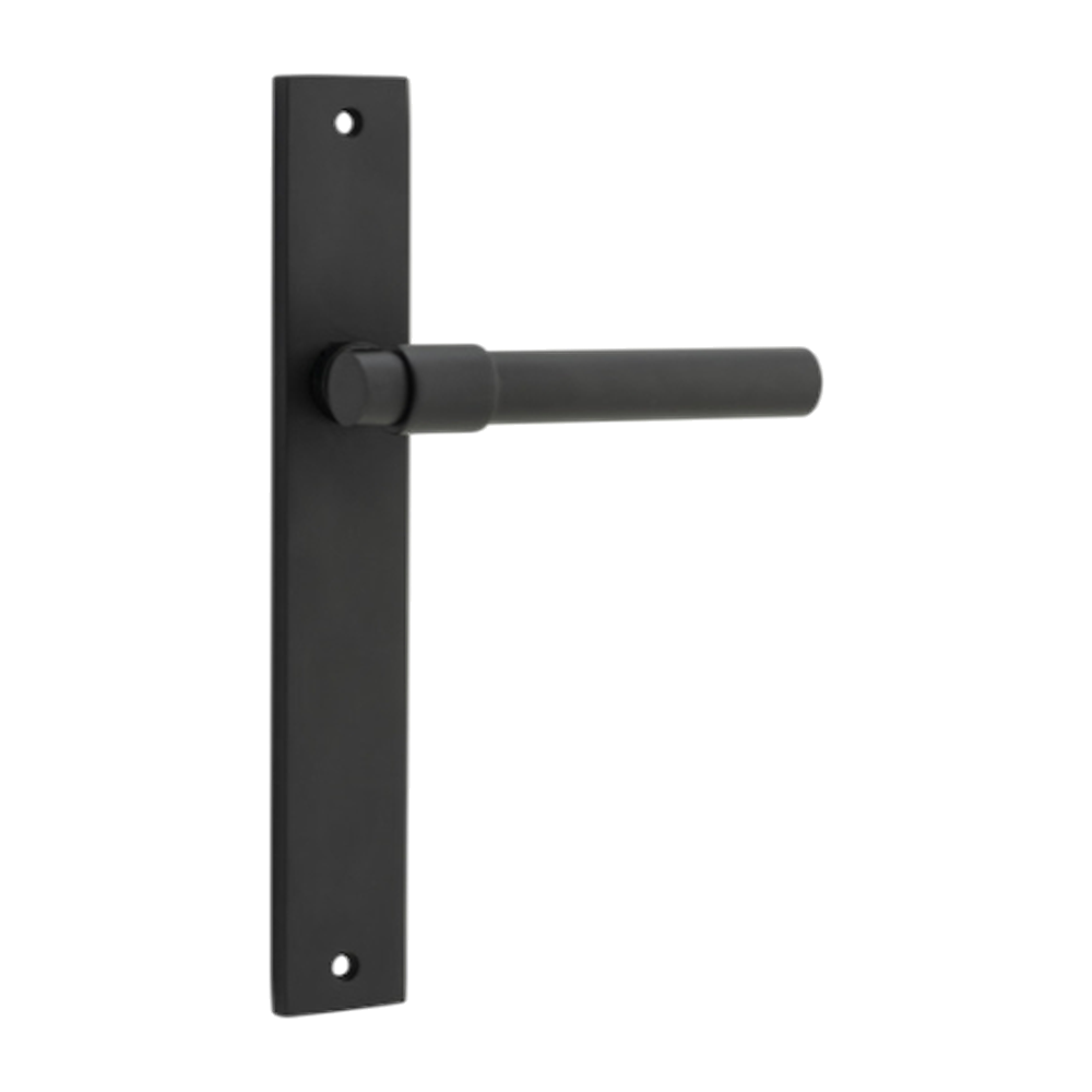 Door Lever Helsinki on Long Backplate Pair Matt Black H240xW38xP44mm in Matt Black