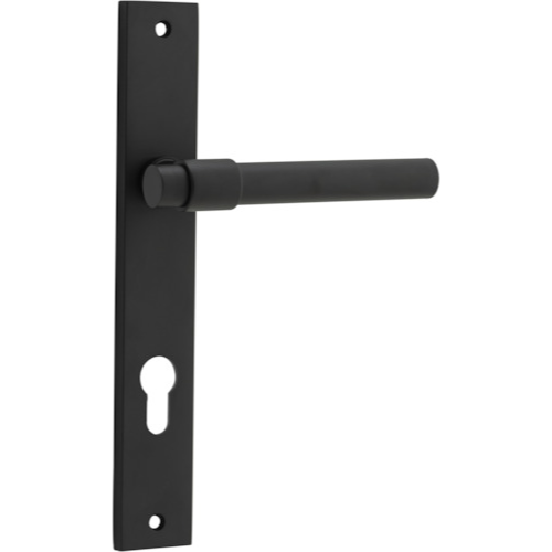 Door Lever Helsinki Rectangular Euro Pair Matt Black CTC85mm H240xW38xP44mm in Matt Black