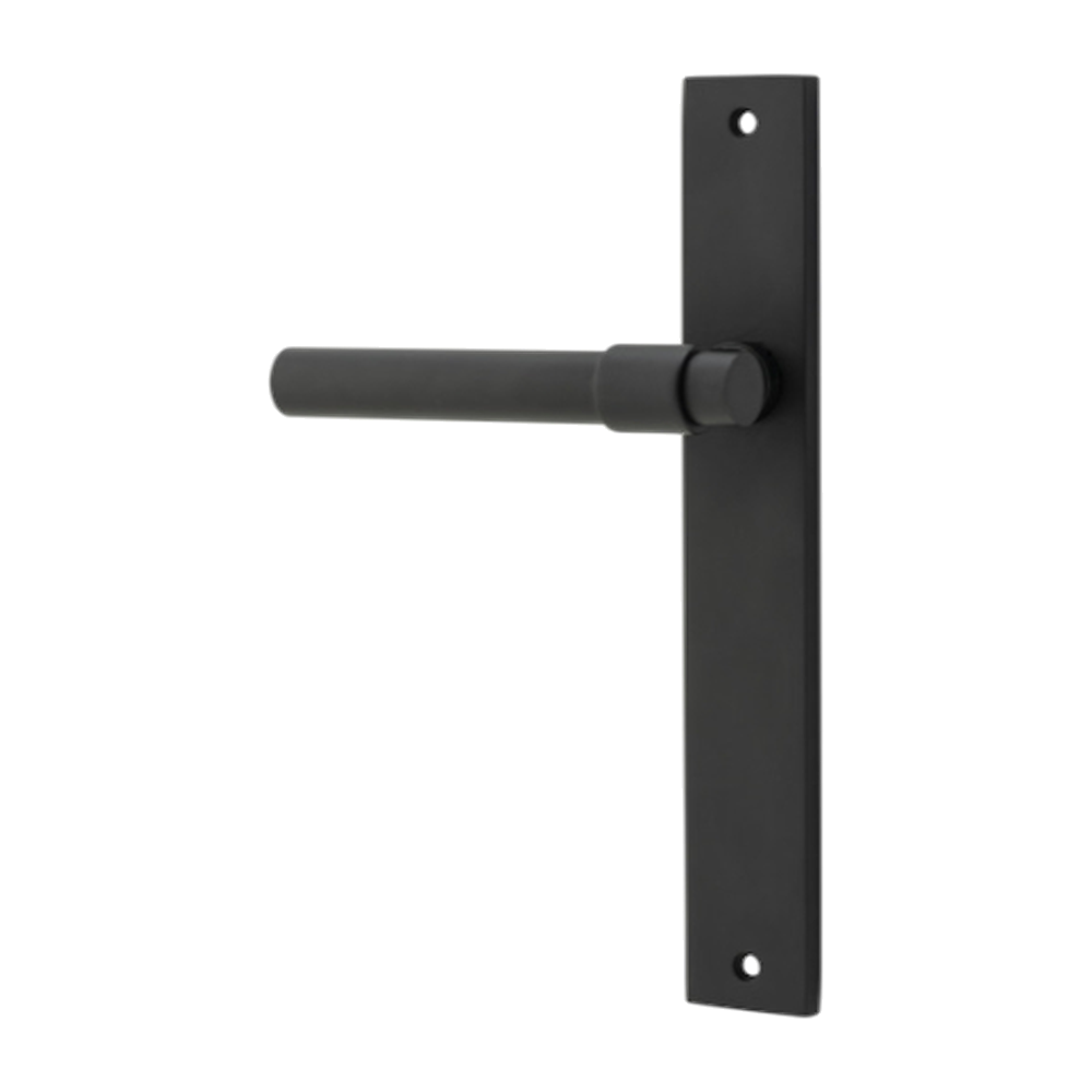 Door Lever Helsinki Rectangular Latch Left Hand Fixed Matt Black L137xP58mm BPH240xW38mm in Matt Black