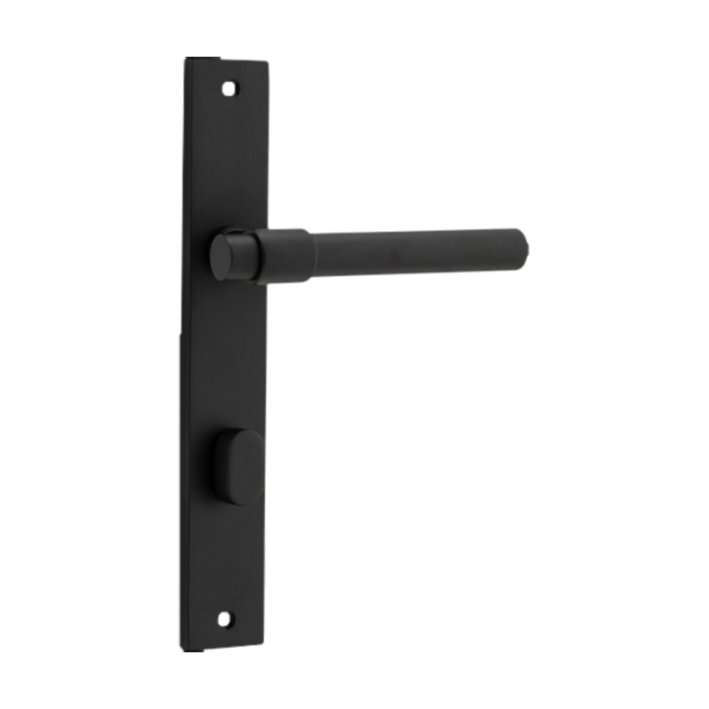 Door Lever Helsinki Rectangular Privacy Pair Matt Black CTC85mm H240xW38xP44mm in Matt Black