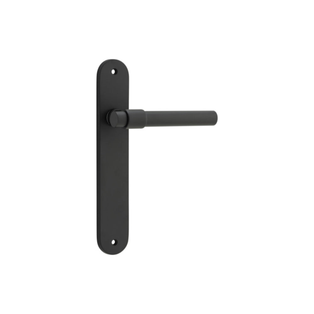 Door Lever Helsinki Oval Latch Pair Matt Black H240xW40xP44mm in Matt Black