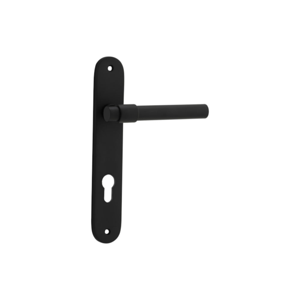 Door Lever Helsinki Oval Euro Pair Matt Black CTC85mm H240xW40xP44mm in Matt Black