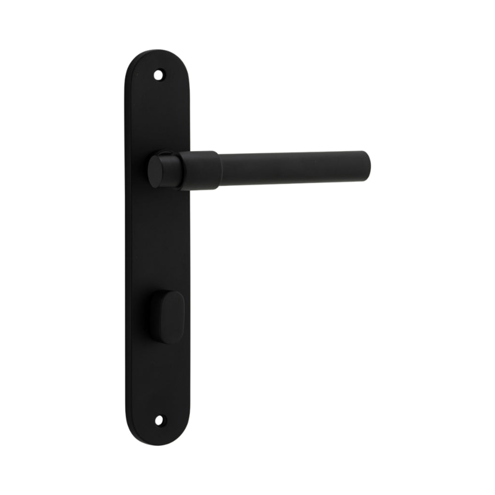 Door Lever Helsinki Oval Privacy Pair Matt Black CTC85mm H240xW40xP44mm in Matt Black