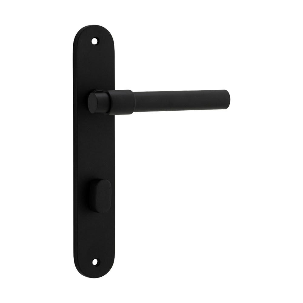 Door Lever Helsinki Oval Privacy Pair Matt Black CTC85mm H240xW40xP44mm in Matt Black