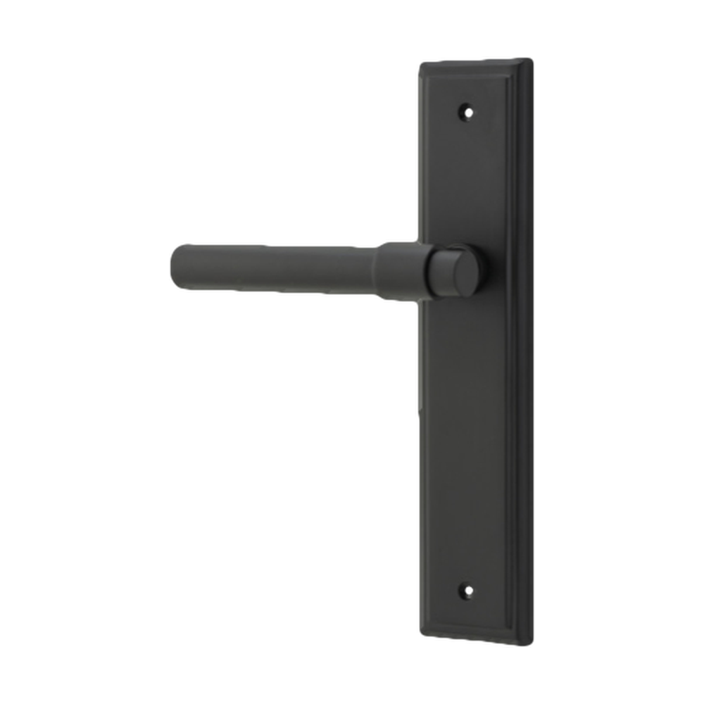 Door Lever Helsinki Stepped Latch Left Hand Fixed Matt Black L137xP61mm BPH237xW50mm in Matt Black