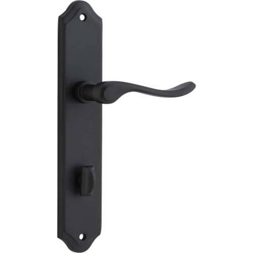 Door Lever Stirling Shouldered Privacy Pair Matt Black CTC85mm H250xW48xP64mm in Matt Black