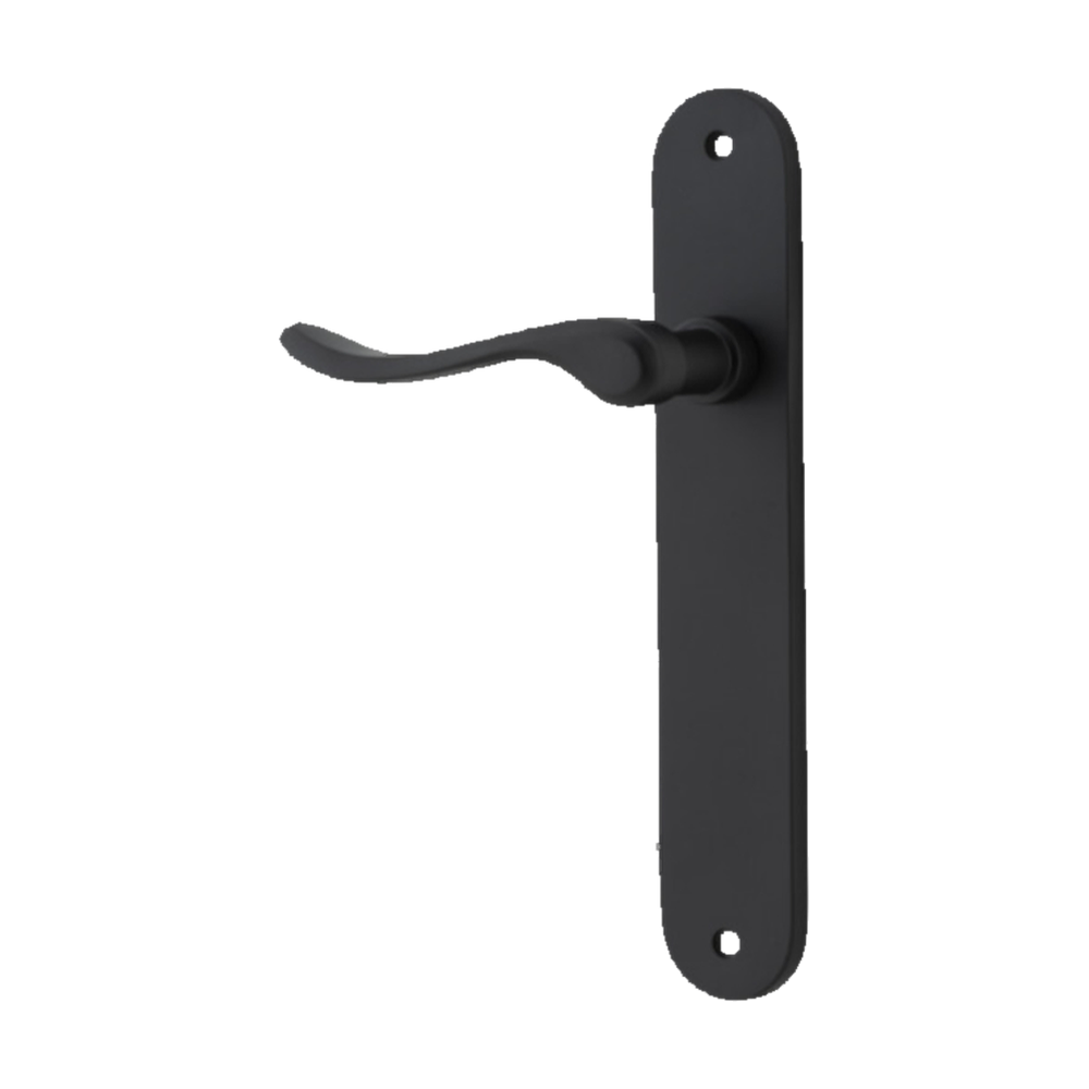 Door Lever Stirling Oval Latch Left Hand Fixed Matt Black L116xP62mm BPH240xW40mm in Matt Black