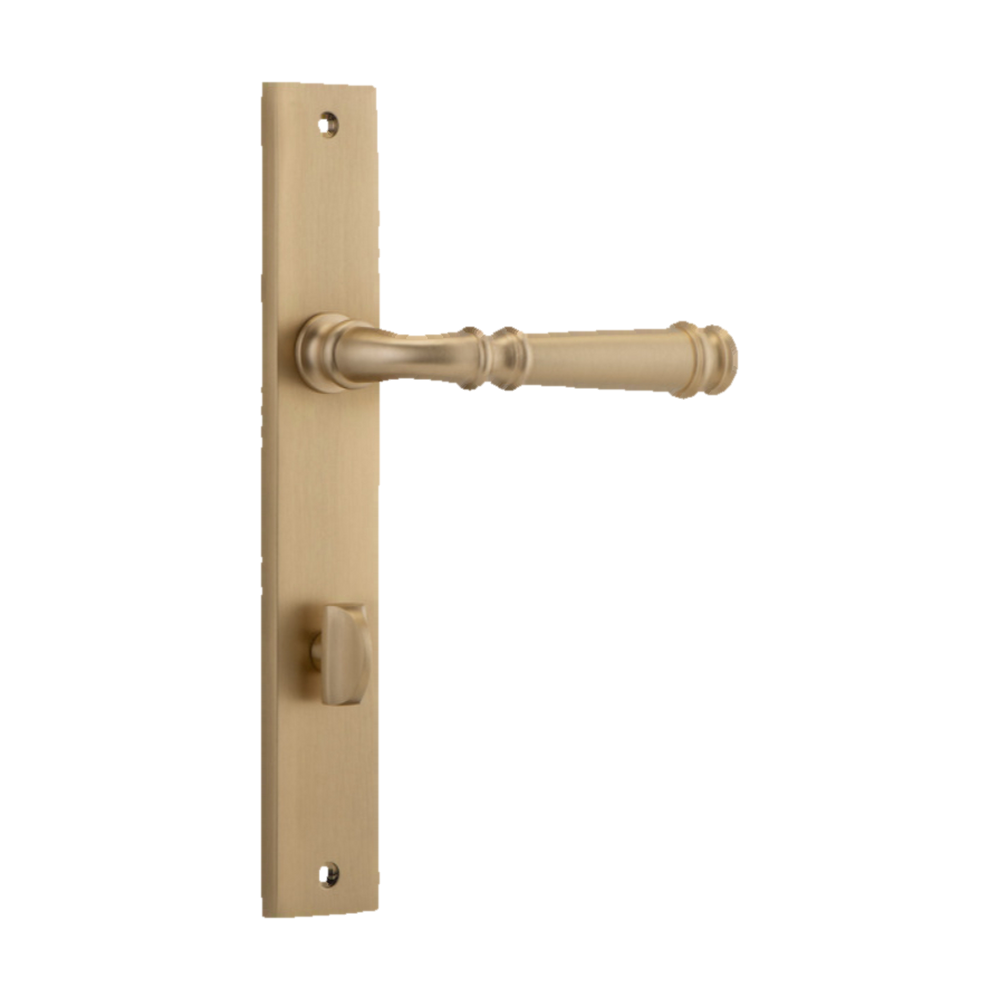 Door Lever Verona Rectangular Privacy Brushed Brass CTC85mm H237xW50xP59mm in Brushed Brass