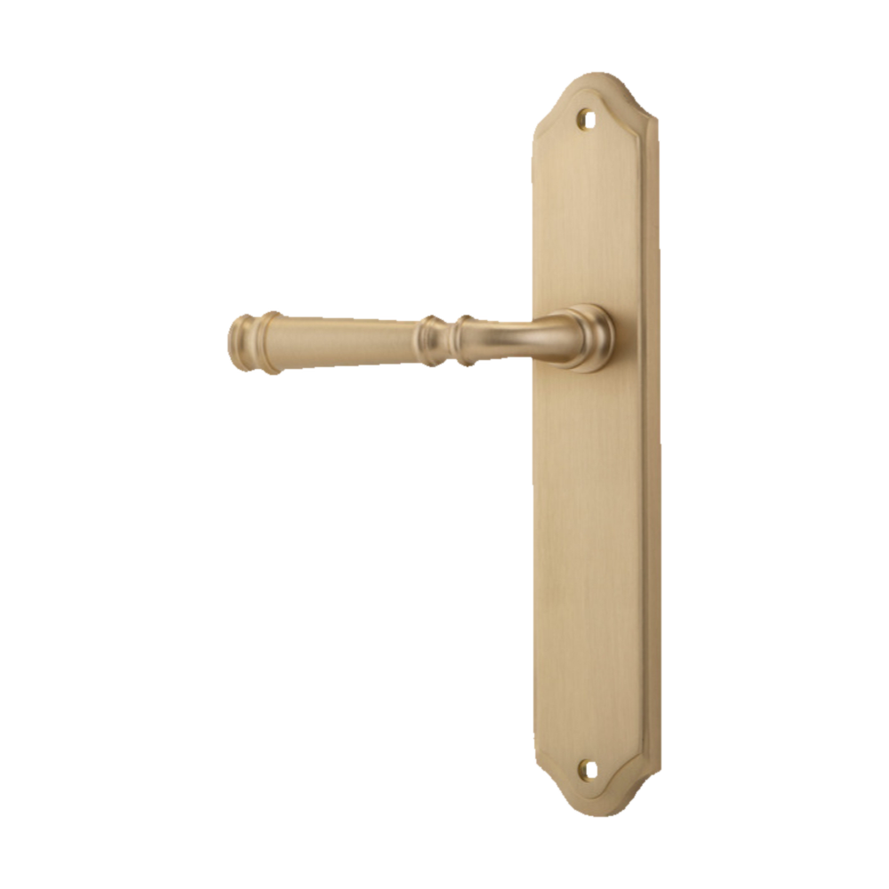 Door Lever Verona Shouldered Brushed Brass H237xW50xP59mm - Left Hand Fixed in Brushed Brass