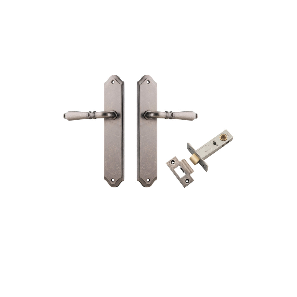 Door Lever Sarlat Shouldered Latch Distressed Nickel H250xW48xP57mm Passage Kit Tube Latch Split Cam 'T' Striker Distressed Nickel Backset 60mm in Distressed Nickel