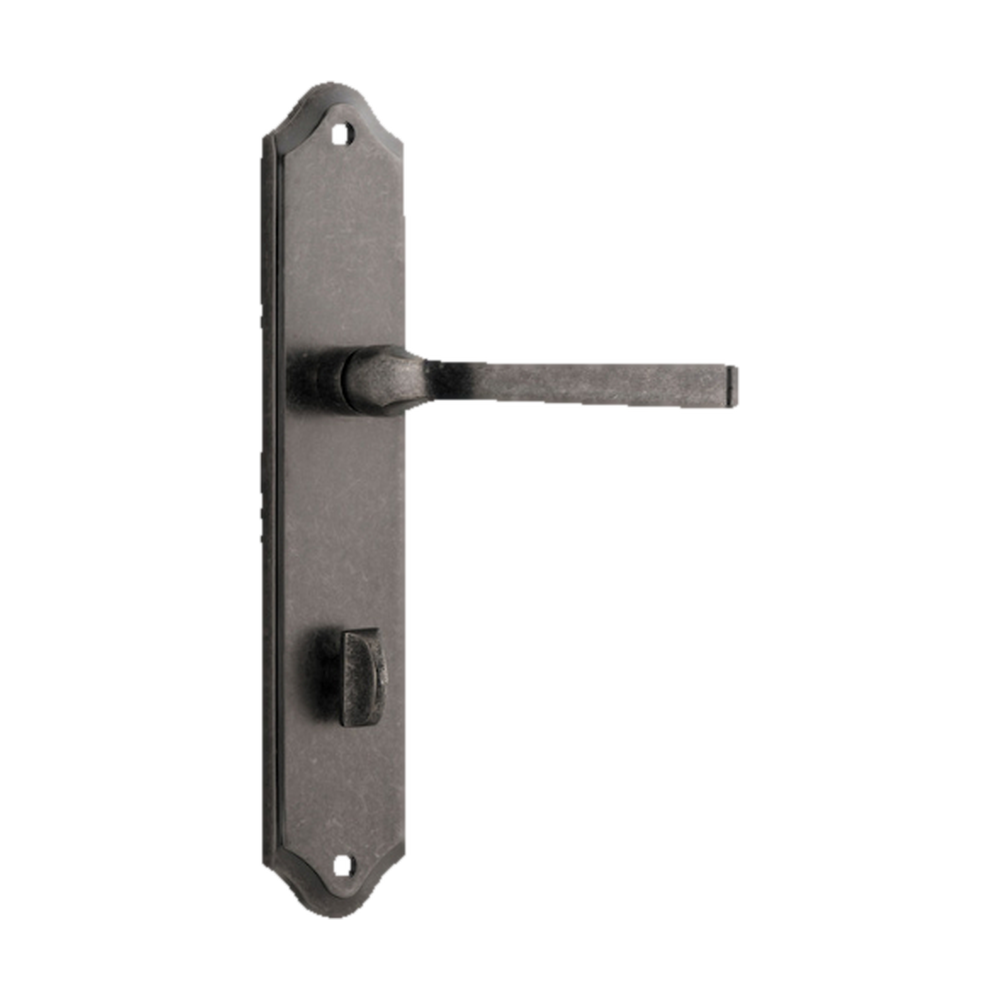 Door Lever Annecy Shouldered Privacy Distressed Nickel CTC85mm H237xW50xP65mm in Distressed Nickel