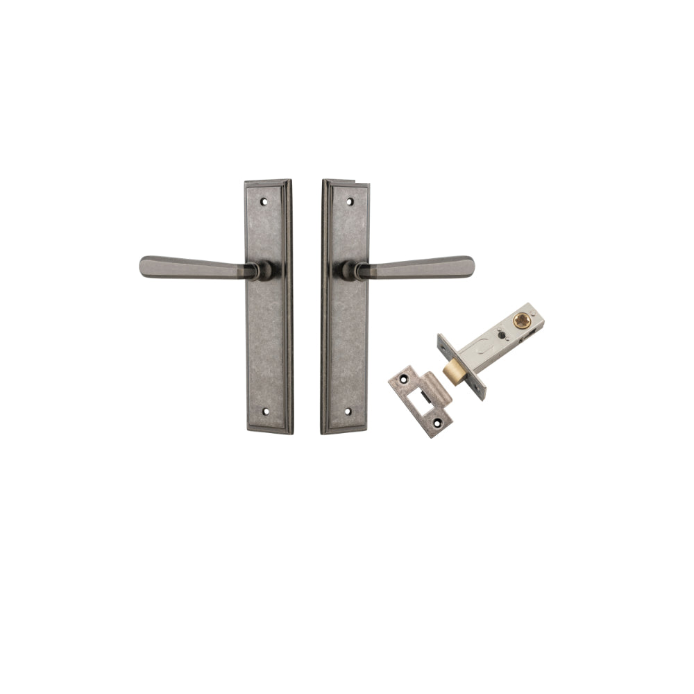 Door Lever Copenhagen Stepped Latch Pair Distressed Nickel H237xW50xP61mm Passage Kit Tube Latch Split Cam 'T' Striker Distressed Nickel Backset 60mm in Distressed Nickel