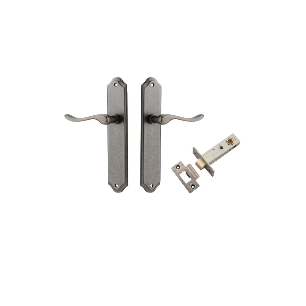 Door Lever Stirling Shouldered Latch Pair Distressed Nickel H250xW48xP64mm Passage Kit Tube Latch Split Cam 'T' Striker Distressed Nickel Backset 60mm in Distressed Nickel