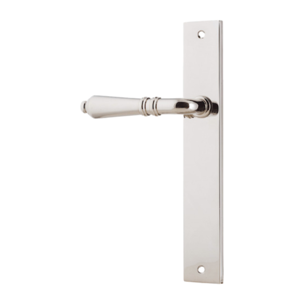 Door Lever Sarlat Rectangular Latch Left Hand Fixed Polished Nickel L111xP53mm BPH240xW38mm in Polished Nickel