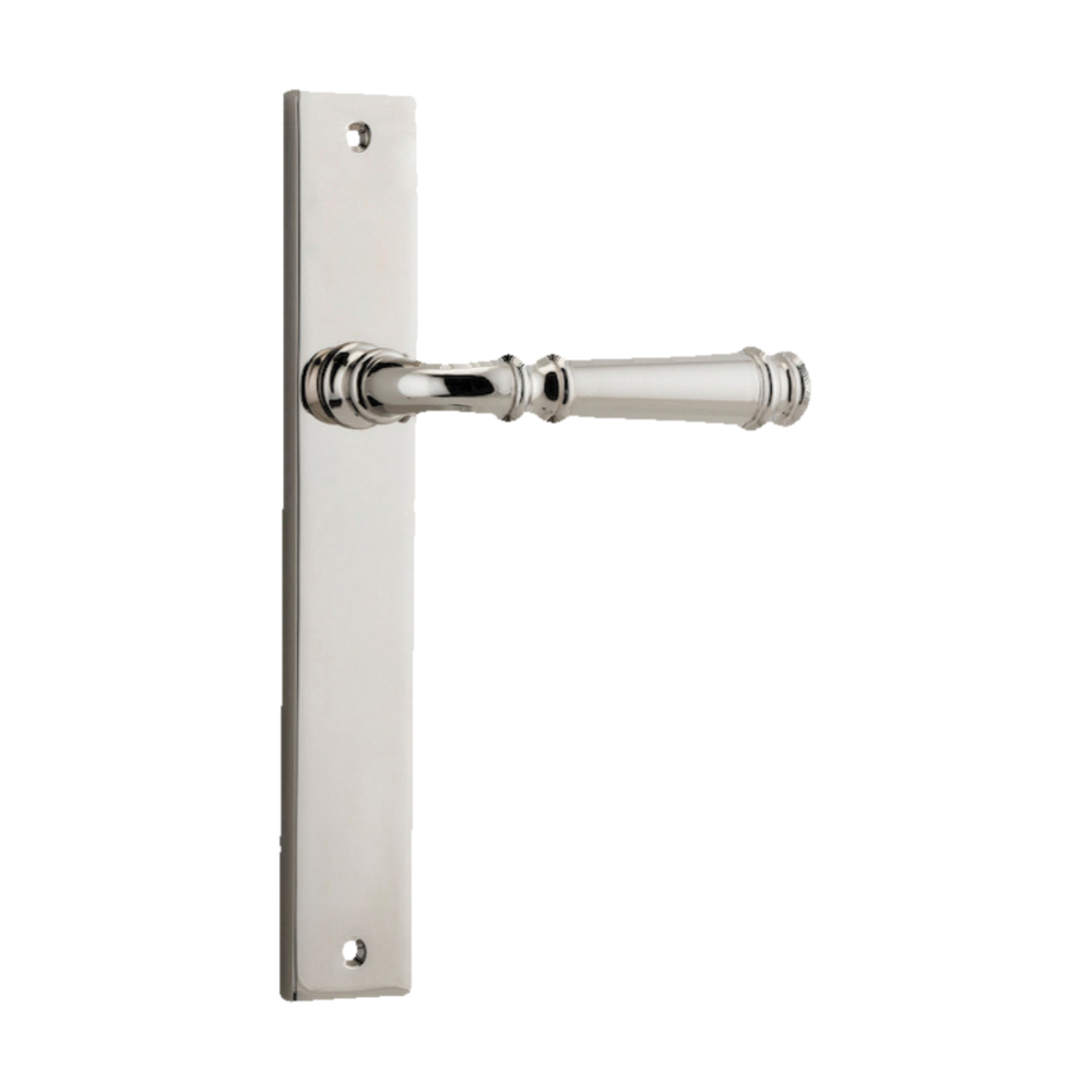 Door Lever Verona on Long Backplate Polished Nickel H237xW50xP59mm in Polished Nickel