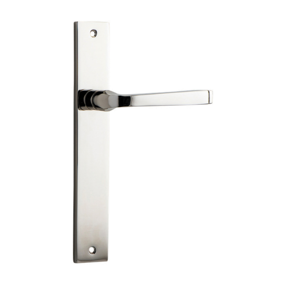 Door Lever Annecy on Long Backplate Polished Nickel H237xW50xP65mm in Polished Nickel