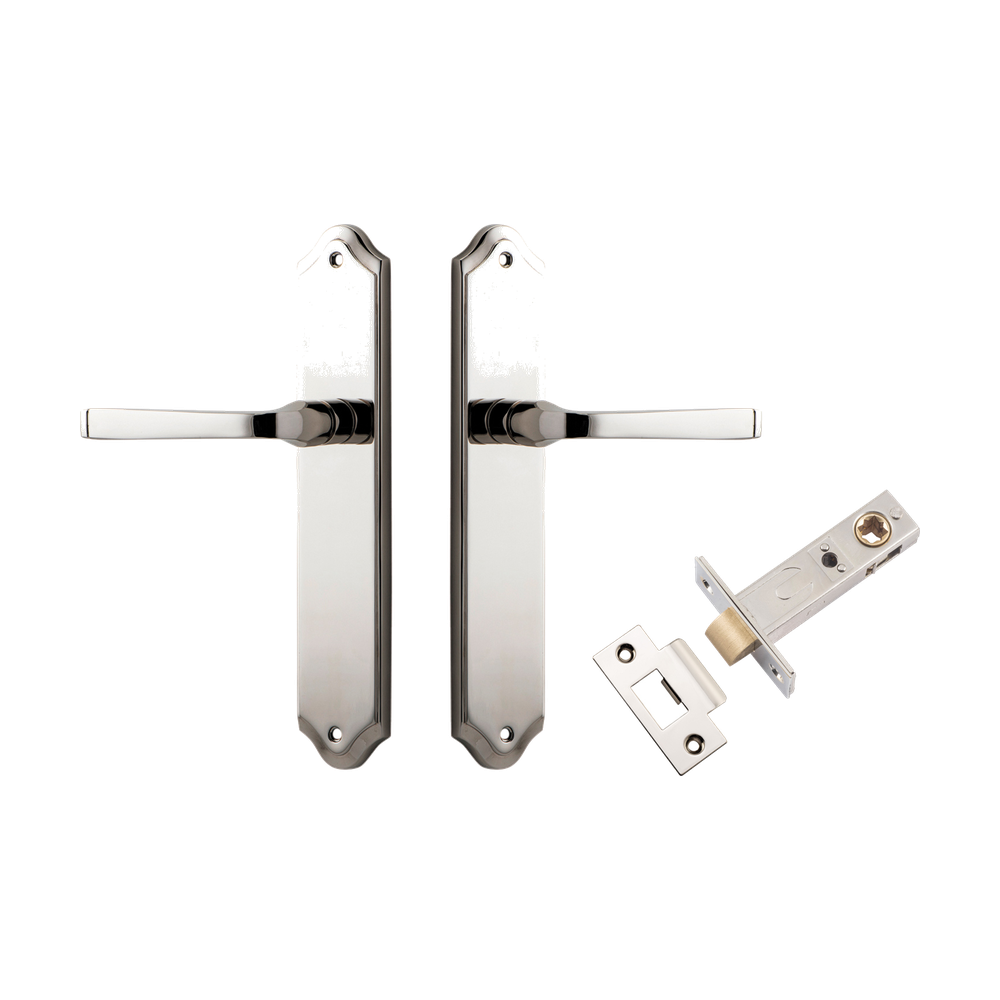 Door Lever Annecy Shouldered Latch Polished Nickel H240xW50xP65mm Passage Kit Tube Latch Split Cam 'T' Striker Polished Nickel Backset 60mm in Polished Nickel