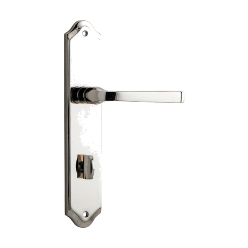 Door Lever Annecy Shouldered Privacy Polished Nickel CTC85mm H237xW50xP65mm in Polished Nickel