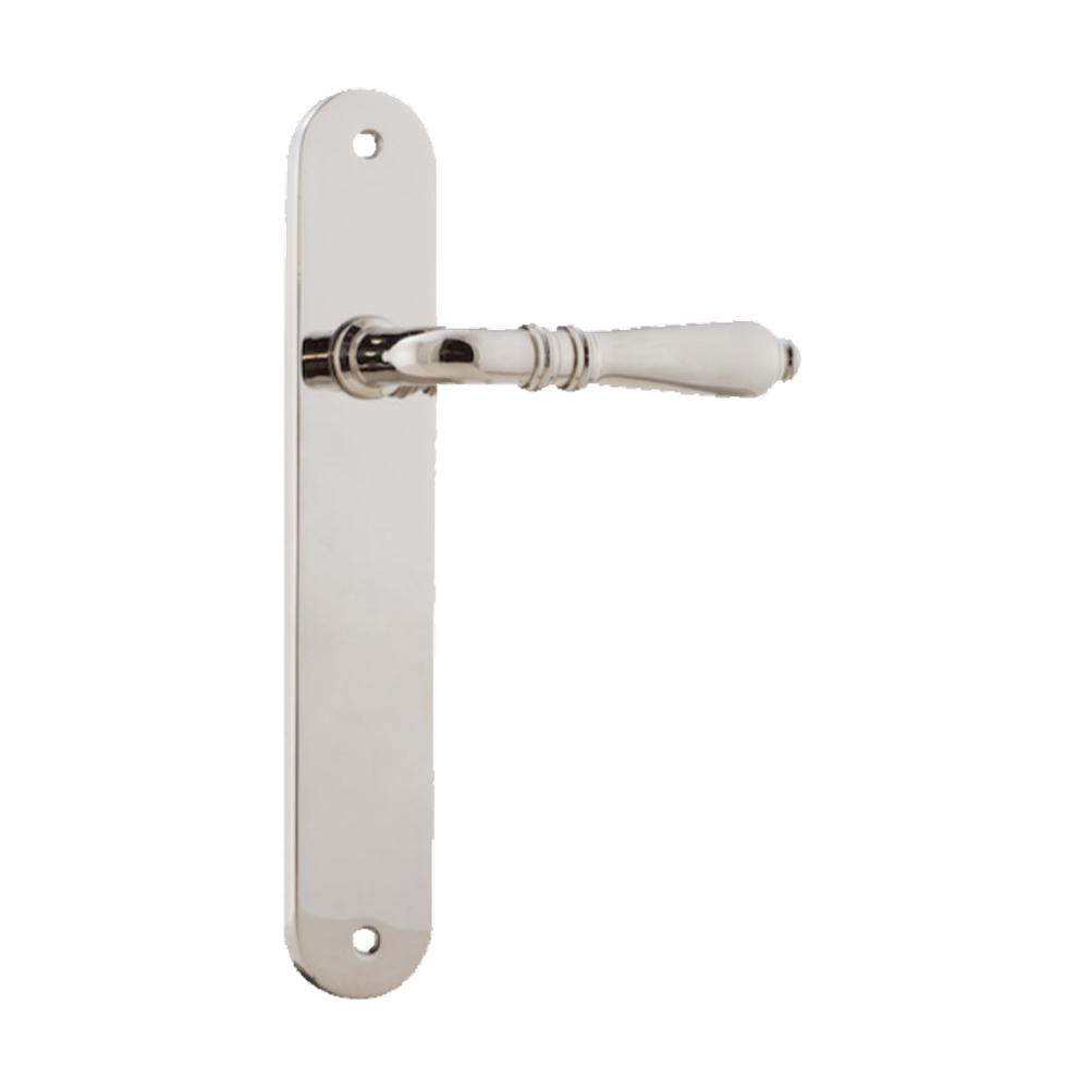 Door Lever Sarlat Oval Latch Polished Nickel H230xW40xP55mm in Polished Nickel