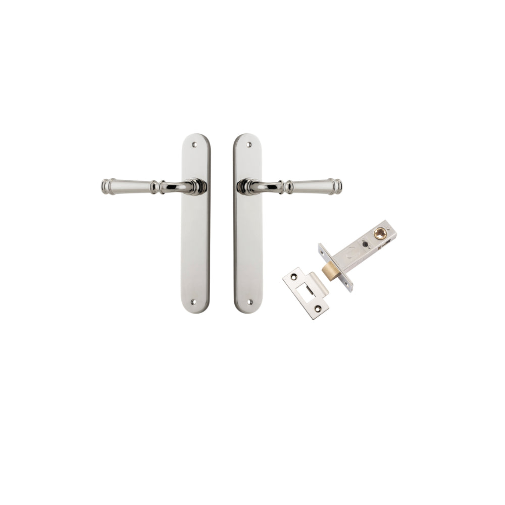 Door Lever Verona Oval Latch Polished Nickel H240xW40xP59mm Passage Kit Tube Latch Split Cam 'T' Striker Polished Nickel Backset 60mm in Polished Nickel