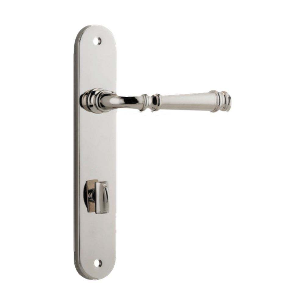 Door Lever Verona Oval Privacy Polished Nickel CTC85mm H237xW50xP59mm in Polished Nickel