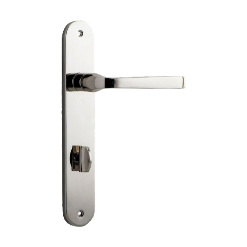Door Lever Annecy Oval Privacy Polished Nickel CTC85mm H230xW40xP62mm in Polished Nickel