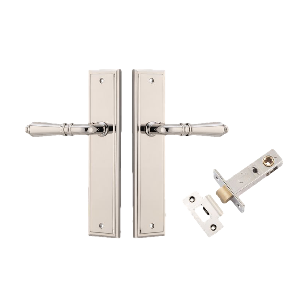 Door Lever Sarlat Stepped Polished Nickel Passage Kit in Polished Nickel