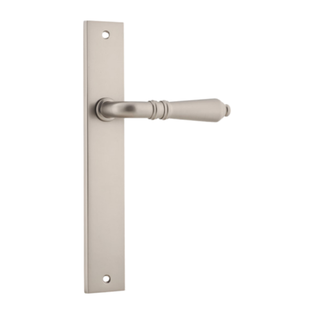 Door Lever Sarlat Rectangular Latch Right Hand Fixed Satin Nickel L111xP53mm BPH240xW38mm in Satin Nickel