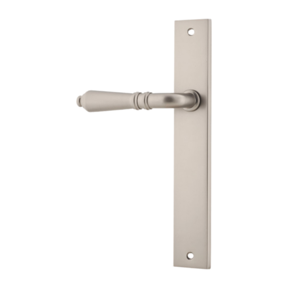 Door Lever Sarlat Rectangular Latch Left Hand Fixed Satin Nickel L111xP53mm BPH240xW38mm in Satin Nickel