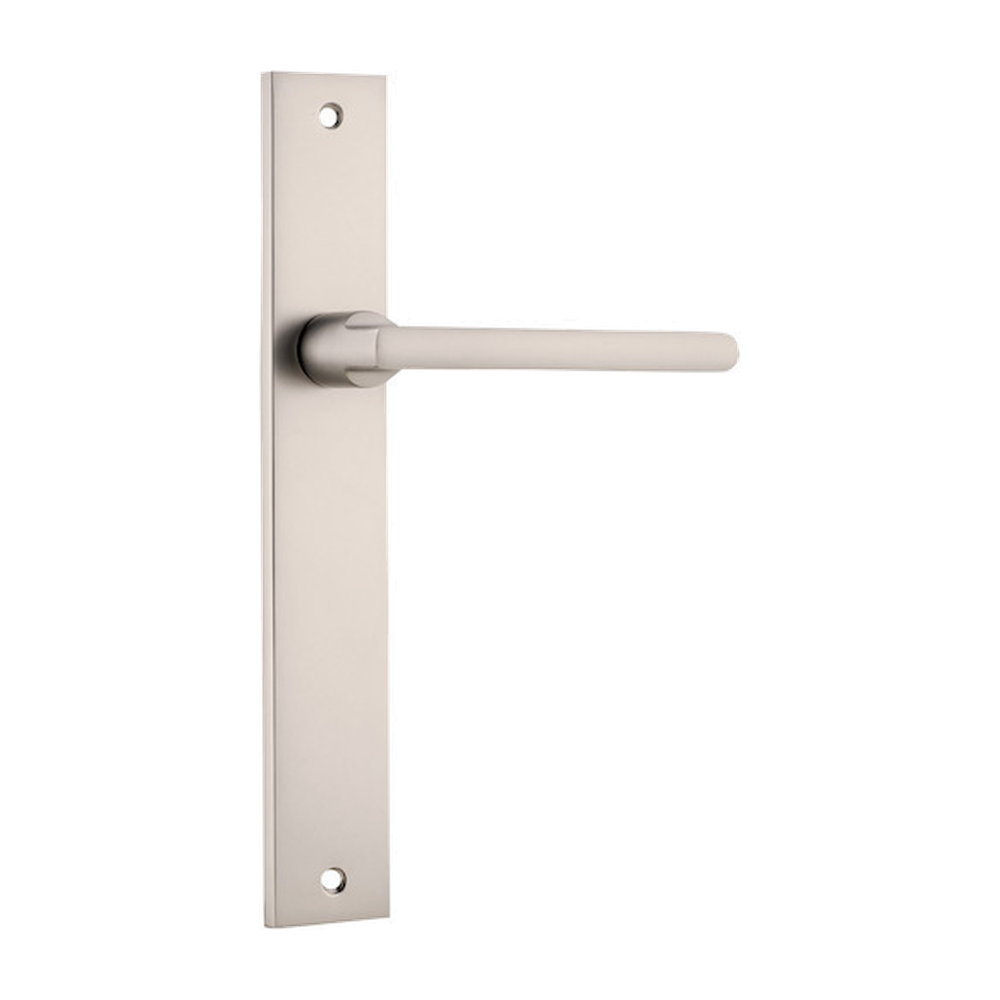 Door Lever Baltimore on Long Backplate Satin Nickel H240xW38xP55mm in Satin Nickel