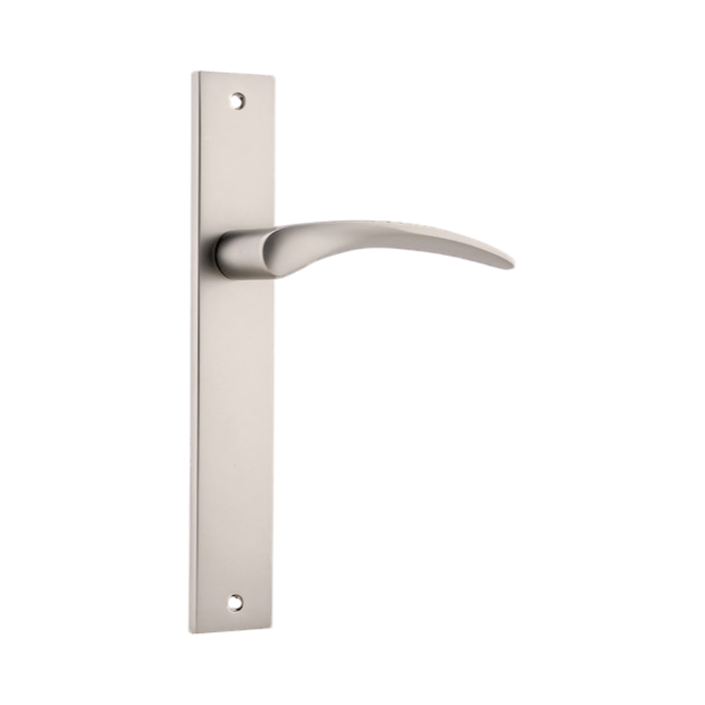 Door Lever Oxford on Long Backplate Satin Nickel H240xW38xP60mm in Satin Nickel