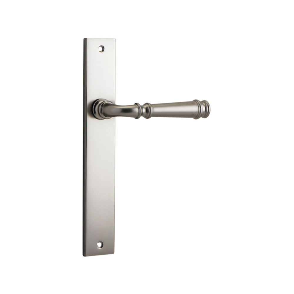 Door Lever Verona on Long Backplate Satin Nickel H237xW50xP59mm in Satin Nickel