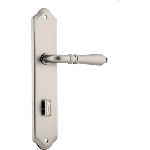 Door Lever Sarlat Shouldered Privacy Satin Nickel CTC85mm H250xW48xP57mm in Satin Nickel