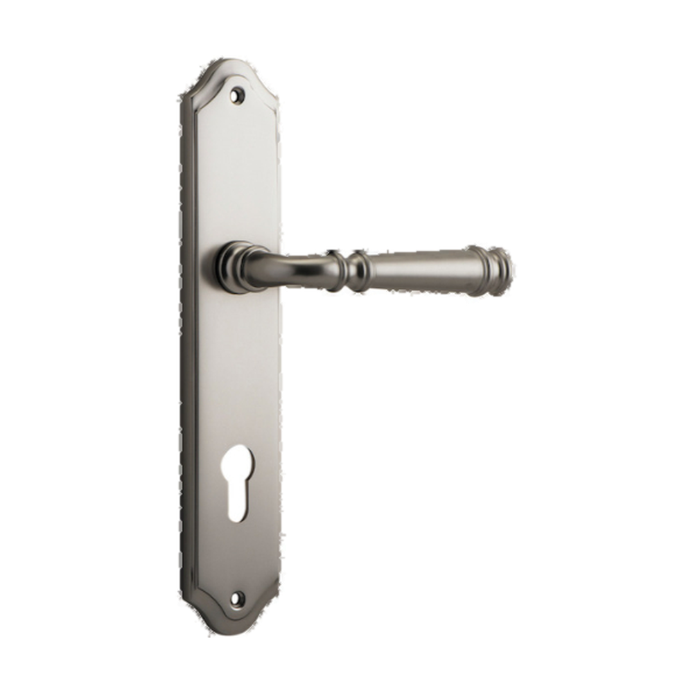 Door Lever Verona Shouldered Euro Satin Nickel CTC85mm H237xW50xP59mm in Satin Nickel
