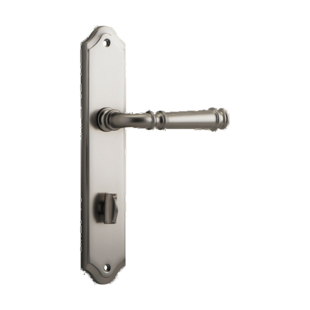 Door Lever Verona Shouldered Privacy Satin Nickel CTC85mm H237xW50xP59mm in Satin Nickel