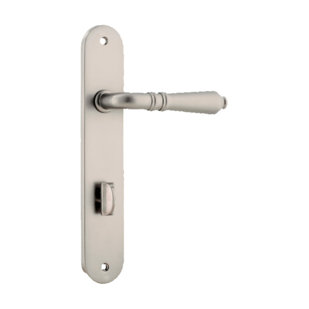 Door Lever Sarlat Oval Privacy Satin Nickel CTC85mm H230xW40xP55mm in Satin Nickel