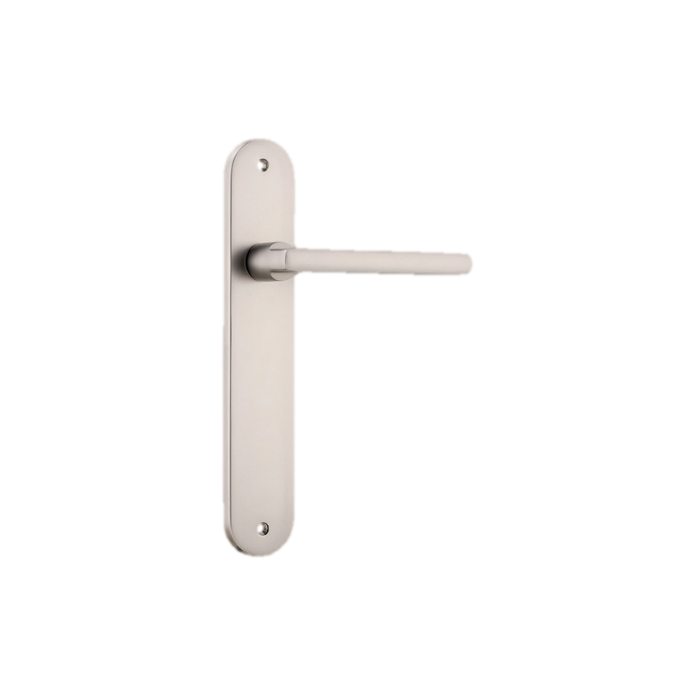 Door Lever Baltimore Oval Latch Satin Nickel H230xW40xP55mm in Satin Nickel