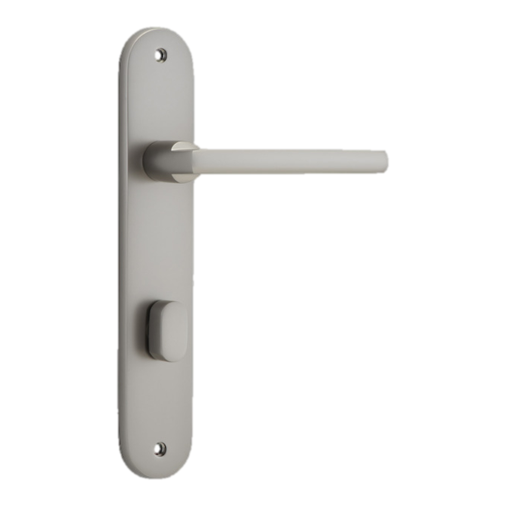 Door Lever Baltimore Oval Privacy Satin Nickel CTC85mm H230xW40xP55mm in Satin Nickel