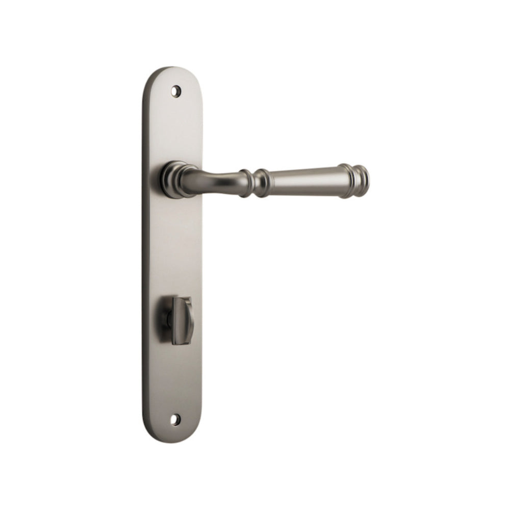Door Lever Verona Oval Privacy Satin Nickel CTC85mm H237xW50xP59mm in Satin Nickel